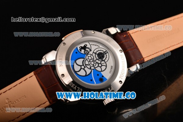 Ulysse Nardin Skeleton Tourbillon Manufacture Asia Automatic Steel Case with Brown/White Dial and Brown Leather Strap - Click Image to Close